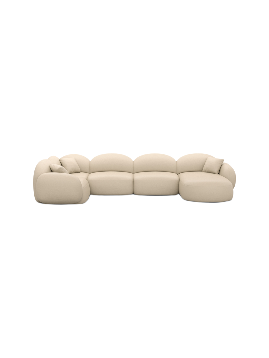 
6-Sitzer Design Echtleder Panorama-Sofa „Varello XL“ - Echtleder Beige / Lange Seite links
