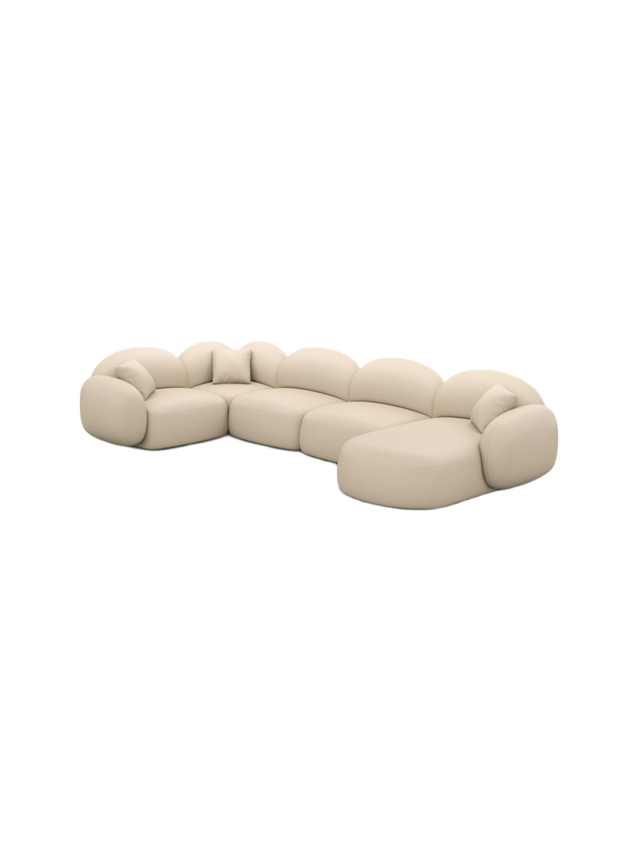 
6-Sitzer Design Echtleder Panorama-Sofa „Varello XL“ - Echtleder Beige / Lange Seite links