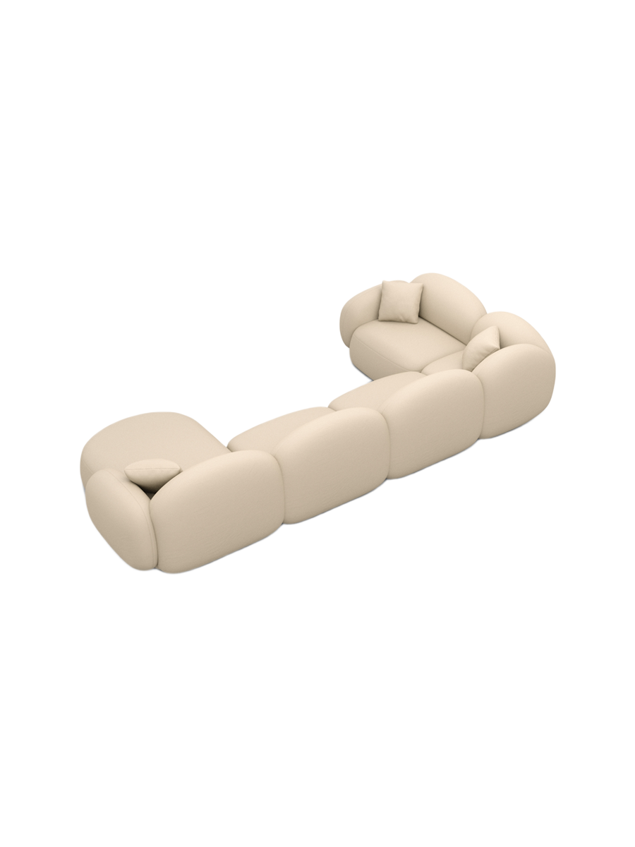 
6-Sitzer Design Echtleder Panorama-Sofa „Varello XL“ - Echtleder Beige / Lange Seite links