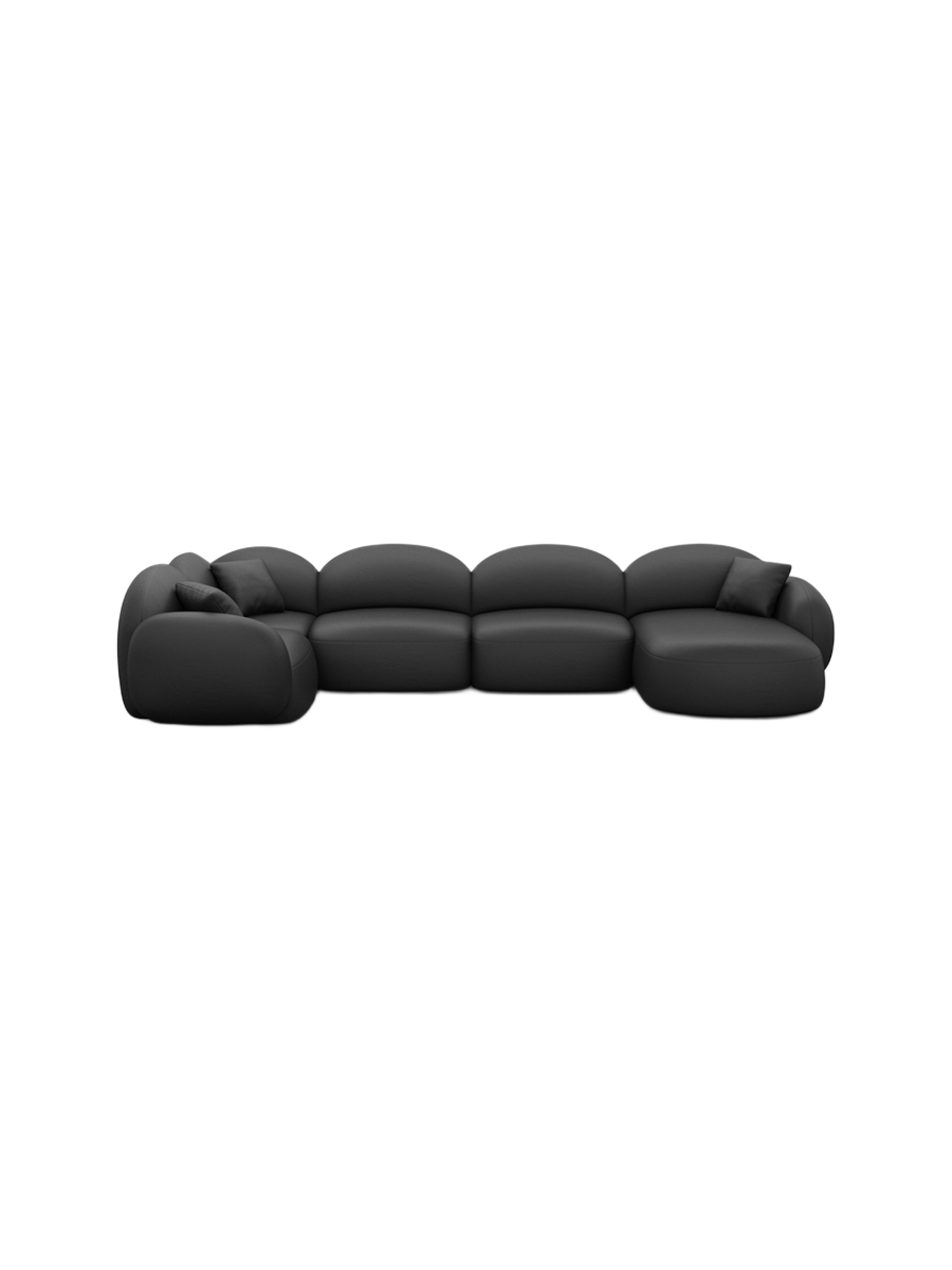 
6-Sitzer Design Echtleder Panorama-Sofa „Varello XL“ - Echtleder Beige / Lange Seite links