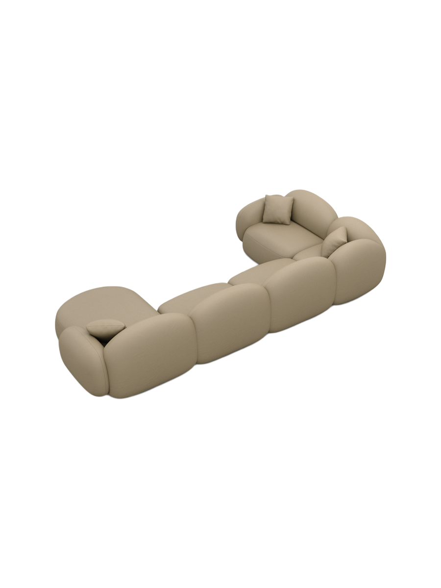 
6-Sitzer Design Echtleder Panorama-Sofa „Varello XL“ - Echtleder Beige dunkel / Lange Seite links