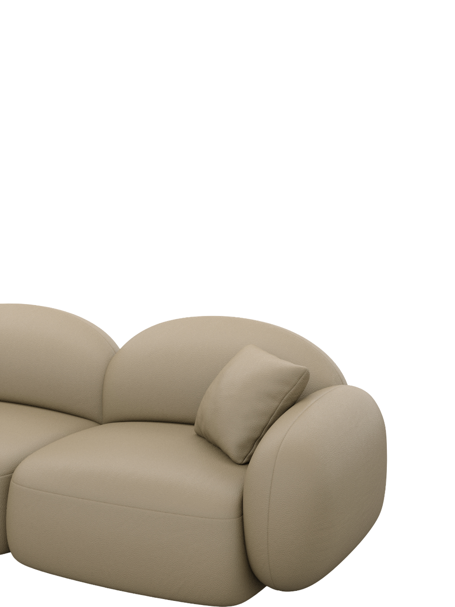 
6-Sitzer Design Echtleder Panorama-Sofa „Varello XL“ - Echtleder Beige dunkel / Lange Seite links