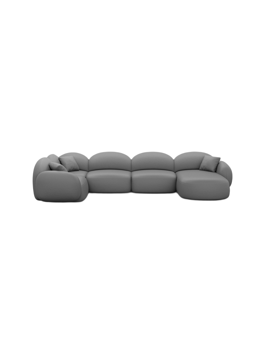 
6-Sitzer Design Echtleder Panorama-Sofa „Varello XL“ - Echtleder Beige / Lange Seite links