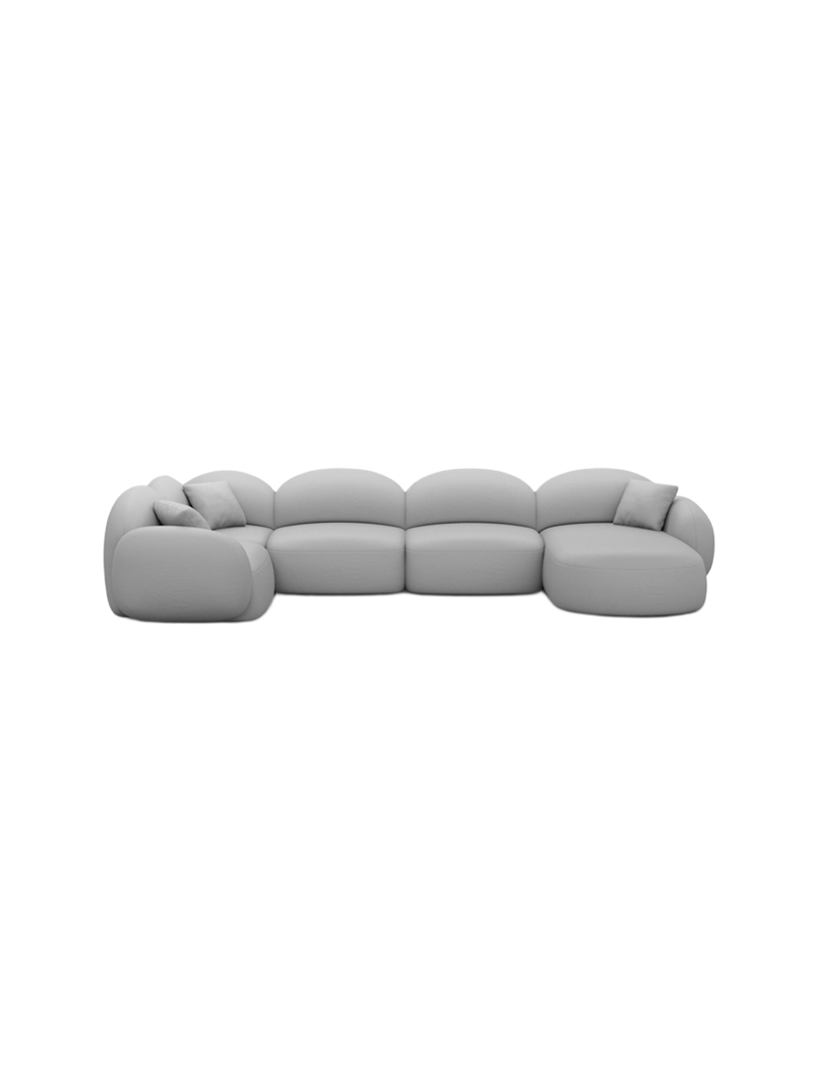 
6-Sitzer Design Echtleder Panorama-Sofa „Varello XL“ - Echtleder Beige / Lange Seite links
