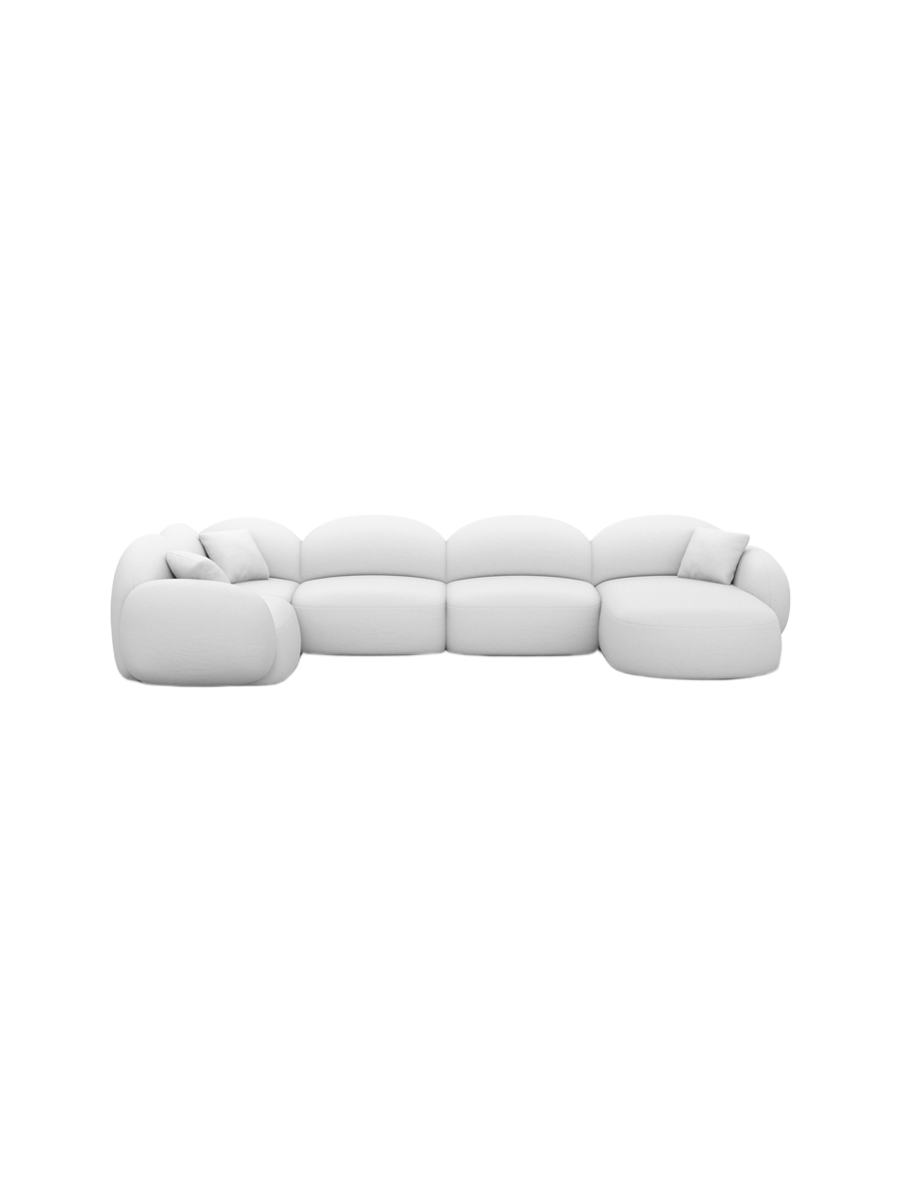 
6-Sitzer Design Echtleder Panorama-Sofa „Varello XL“ - Echtleder Beige / Lange Seite links