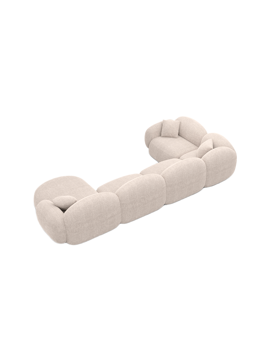
6-Sitzer Design Panorama-Sofa „Varello XL“ mit Strukturstoff-Bezug - Strukturstoff Beige / Lange Seite links