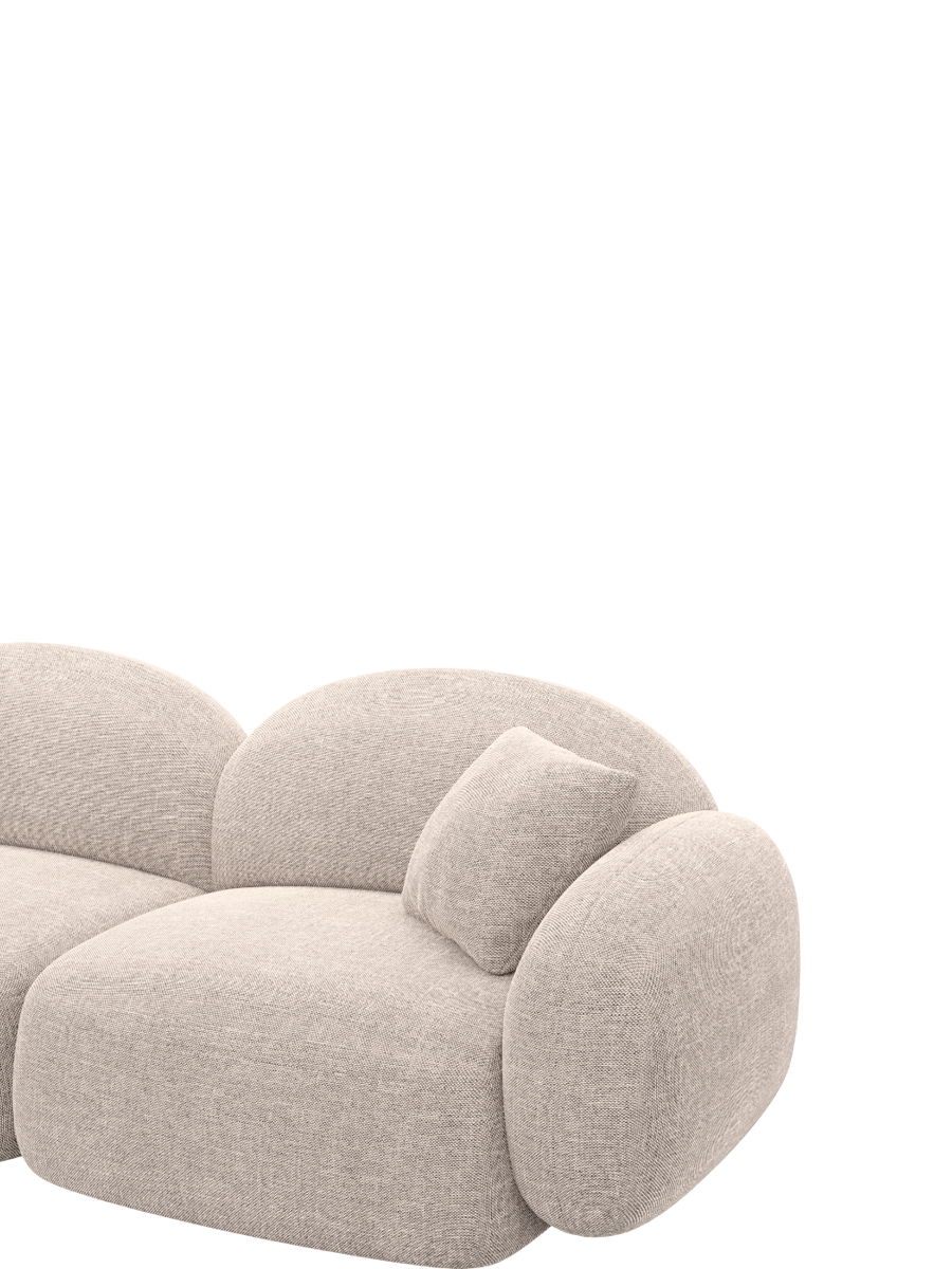 
6-Sitzer Design Panorama-Sofa „Varello XL“ mit Strukturstoff-Bezug - Strukturstoff Beige / Lange Seite links
