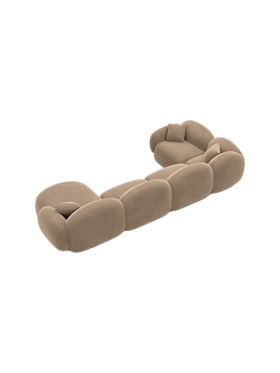 
6-Sitzer Design Panorama-Sofa „Varello XL“ mit Samtbezug - Samtbezug Braun / Lange Seite links
