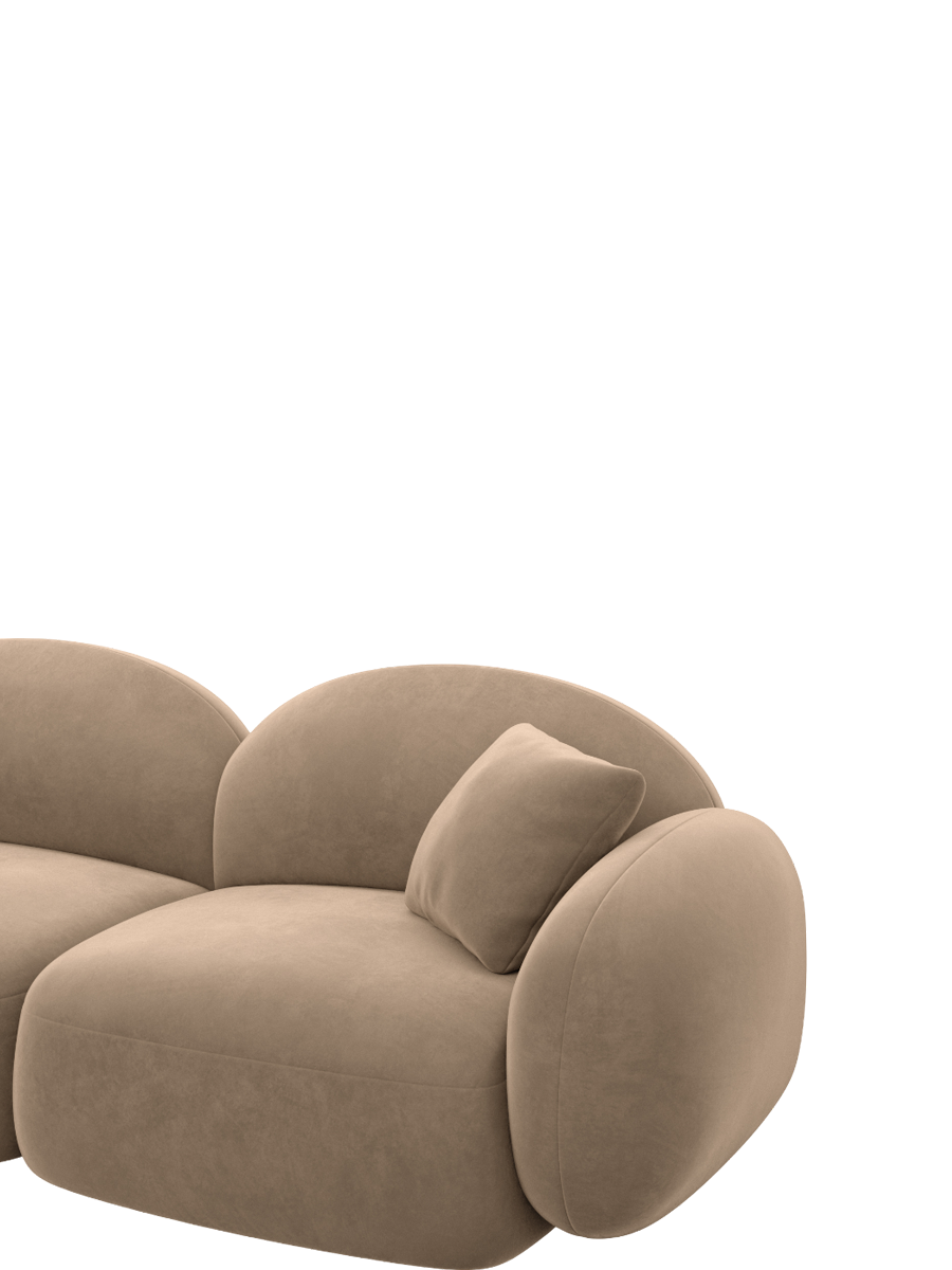 
6-Sitzer Design Panorama-Sofa „Varello XL“ mit Samtbezug - Samtbezug Braun / Lange Seite links