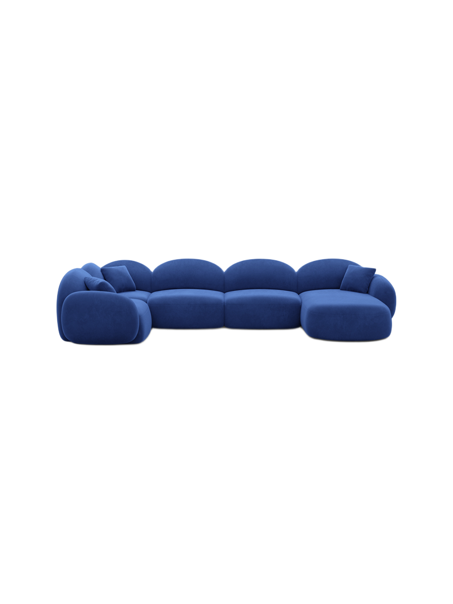 
6-Sitzer Design Panorama-Sofa „Varello XL“ mit Samtbezug - Samtbezug Königsblau / Lange Seite links