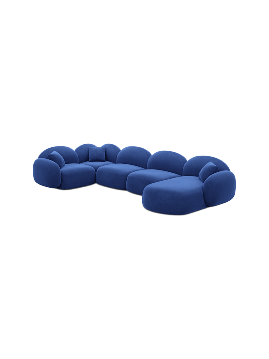 
6-Sitzer Design Panorama-Sofa „Varello XL“ mit Samtbezug - Samtbezug Königsblau / Lange Seite links