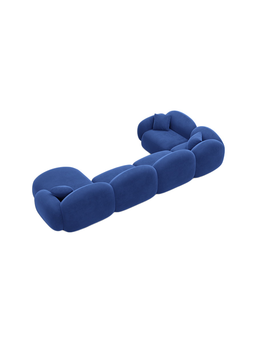 
6-Sitzer Design Panorama-Sofa „Varello XL“ mit Samtbezug - Samtbezug Königsblau / Lange Seite links