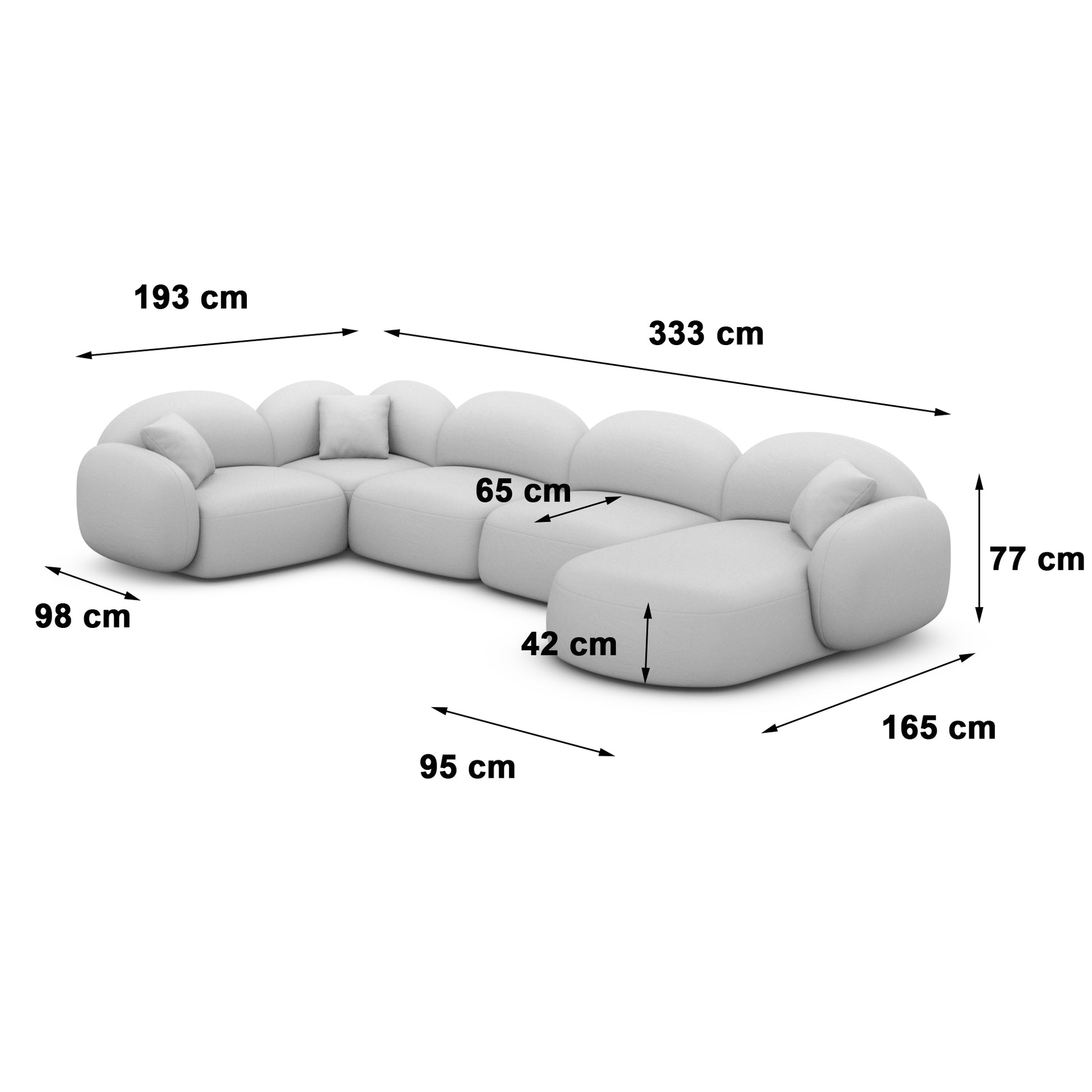 
6-Sitzer Design Panorama-Sofa „Varello XL“ mit Samtbezug - Samtbezug Königsblau / Lange Seite links