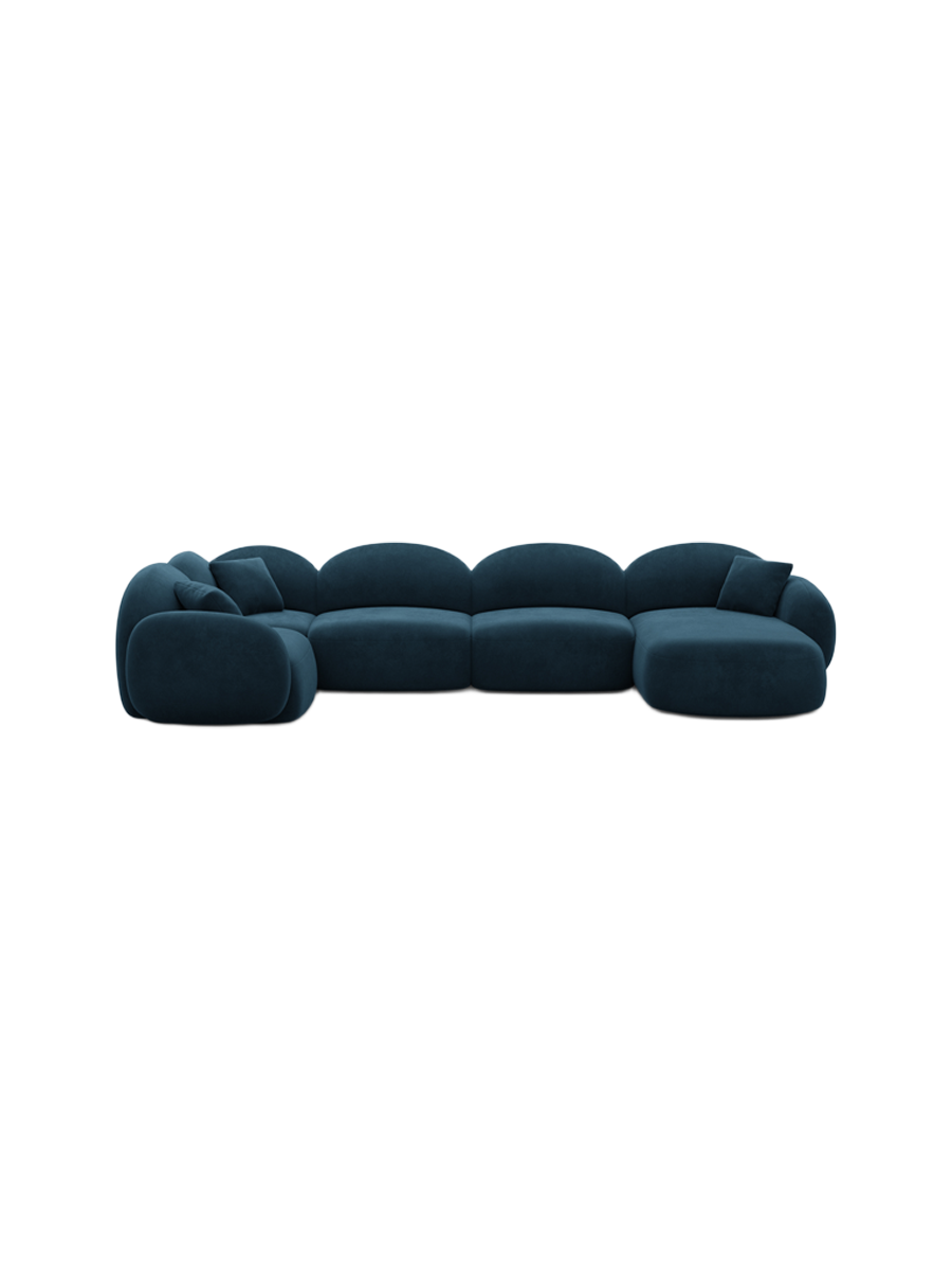 
6-Sitzer Design Panorama-Sofa „Varello XL“ mit Samtbezug - Samtbezug Königsblau / Lange Seite links