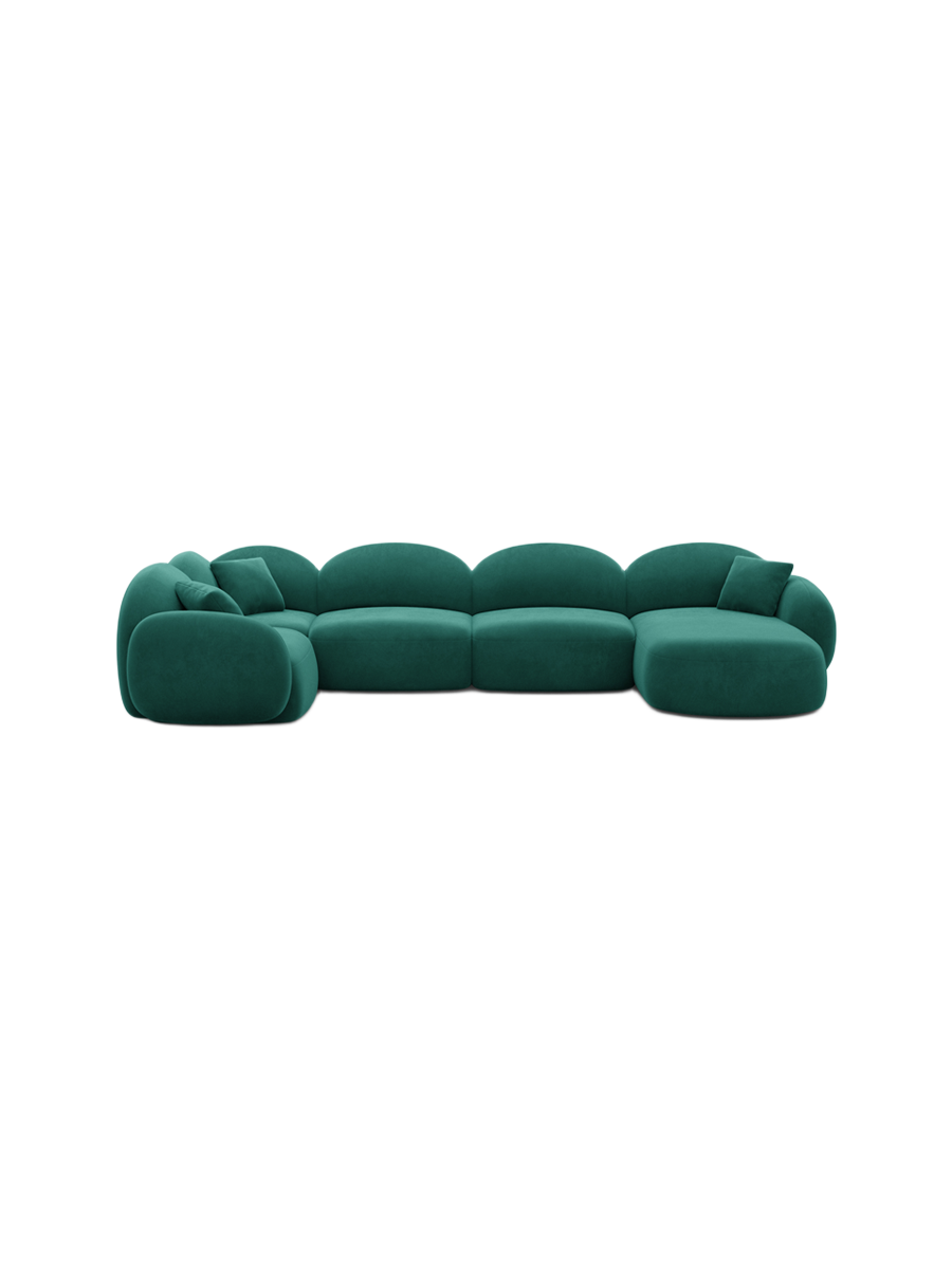 
6-Sitzer Design Panorama-Sofa „Varello XL“ mit Samtbezug - Samtbezug Königsblau / Lange Seite links