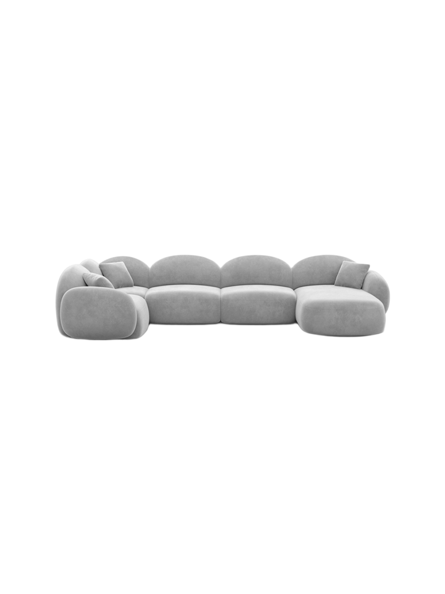 
6-Sitzer Design Panorama-Sofa „Varello XL“ mit Samtbezug - Samtbezug Königsblau / Lange Seite links