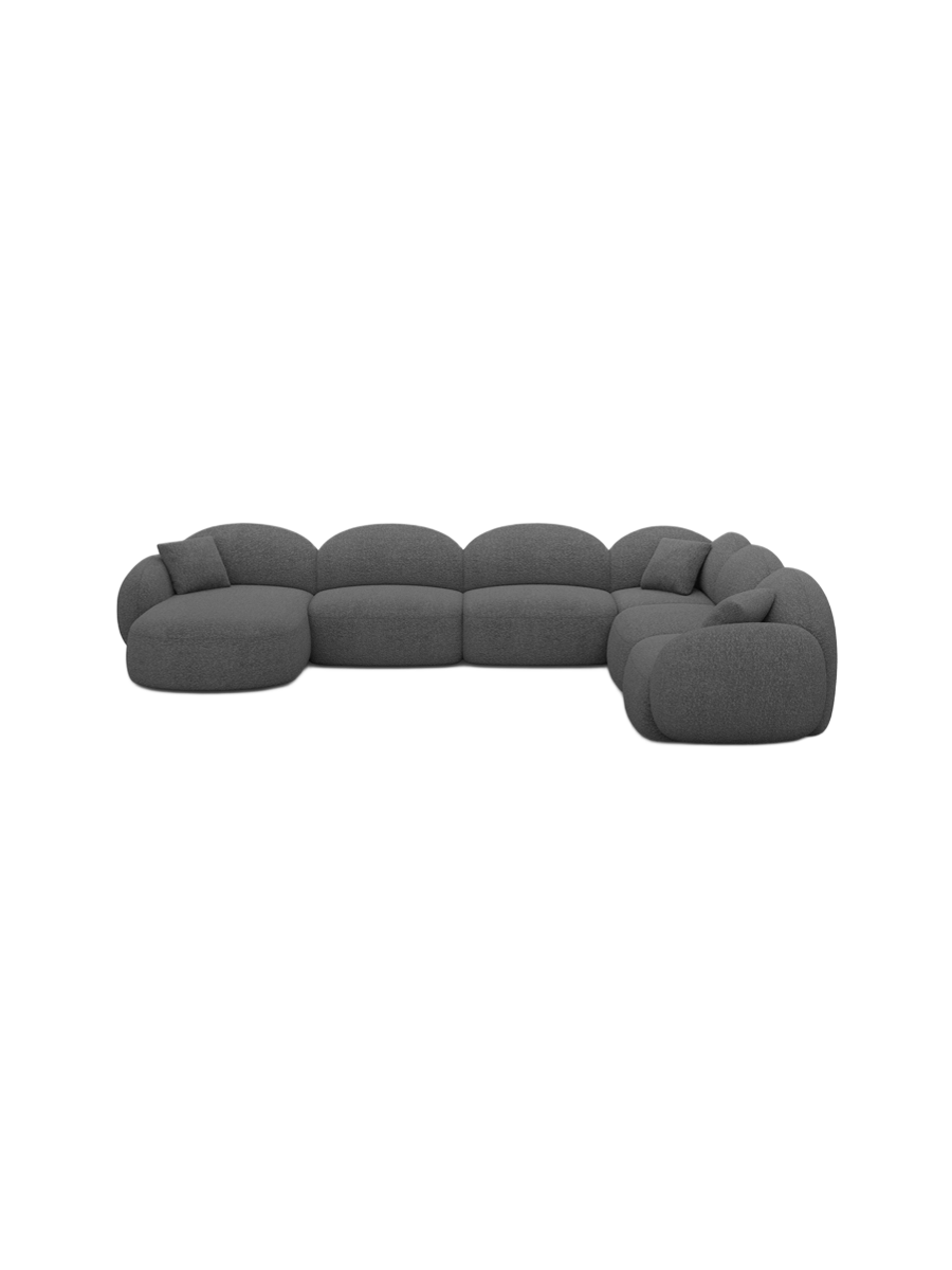 
7-Sitzer Design Panorama-Sofa „Varello XXL“ mit Bouclé-Bezug - Bouclé Graphit / Lange Seite links