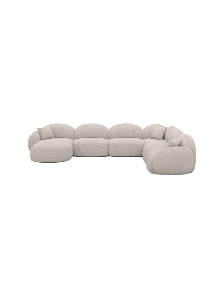 
7-Sitzer Design Panorama-Sofa „Varello XXL“ mit Bouclé-Bezug - Bouclé Graphit / Lange Seite links