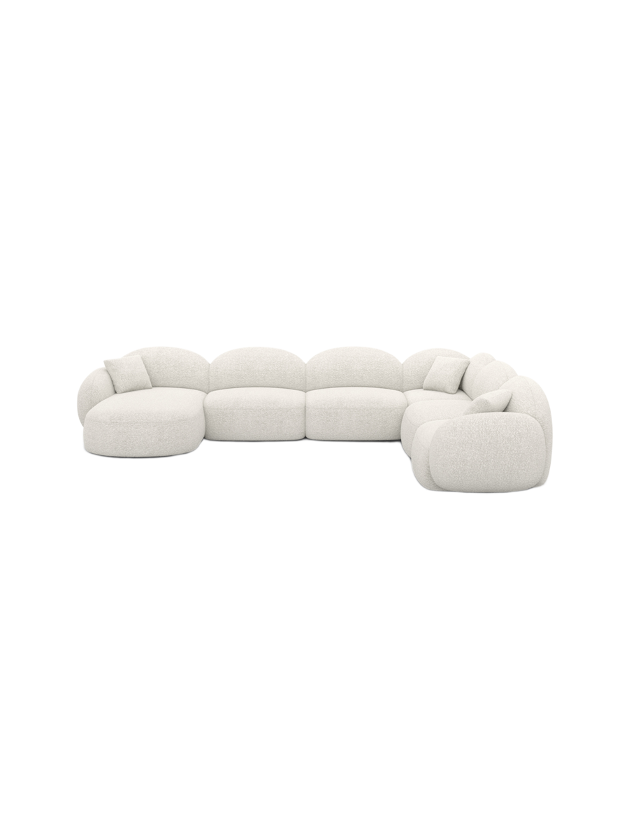 
7-Sitzer Design Panorama-Sofa „Varello XXL“ mit Bouclé-Bezug - Bouclé Graphit / Lange Seite links