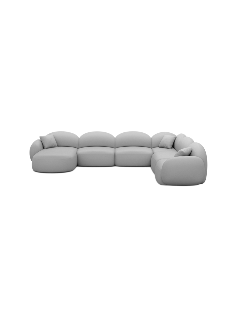 
7-Sitzer Design Echtleder Panorama-Sofa „Varello XXL“ - Echtleder Beige / Lange Seite links