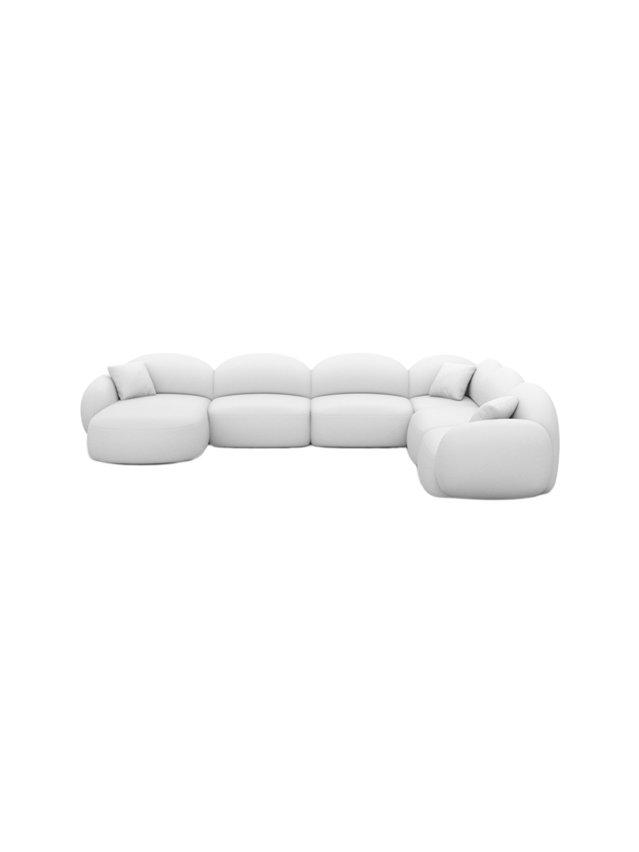 
7-Sitzer Design Echtleder Panorama-Sofa „Varello XXL“ - Echtleder Beige / Lange Seite links
