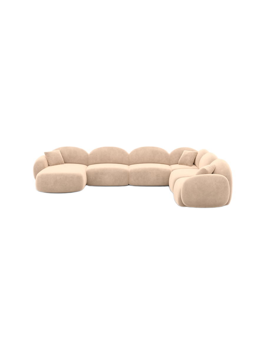 
7-Sitzer Design Panorama-Sofa „Varello XXL“ mit Samtbezug - Samtbezug Königsblau / Lange Seite links
