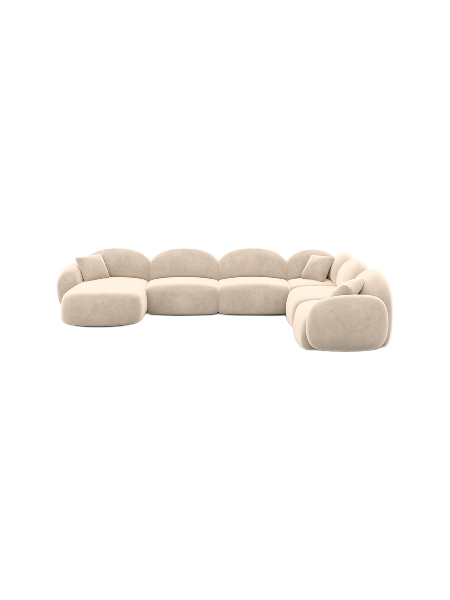 
7-Sitzer Design Panorama-Sofa „Varello XXL“ mit Samtbezug - Samtbezug Königsblau / Lange Seite links