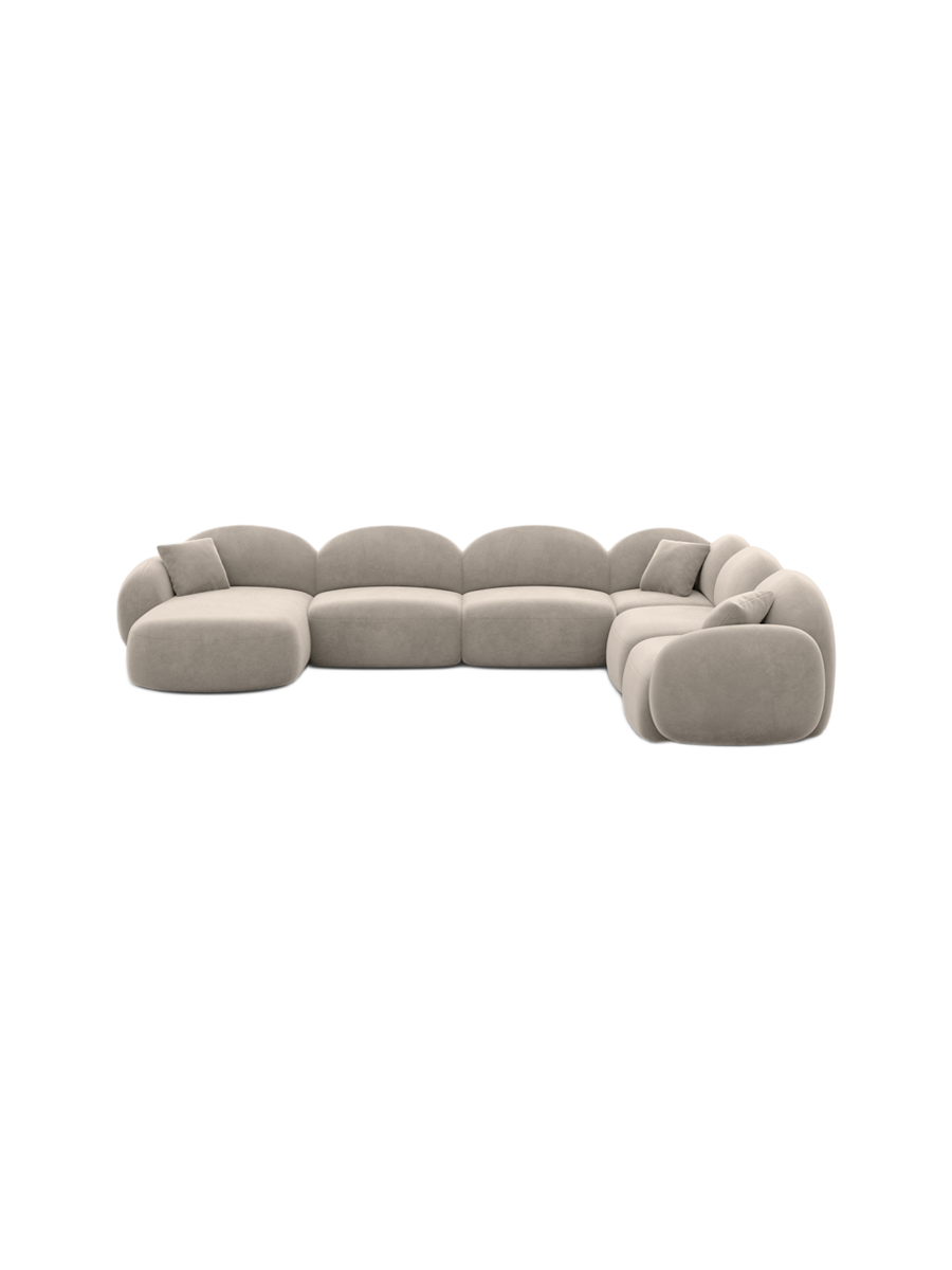 
7-Sitzer Design Panorama-Sofa „Varello XXL“ mit Samtbezug - Samtbezug Königsblau / Lange Seite links