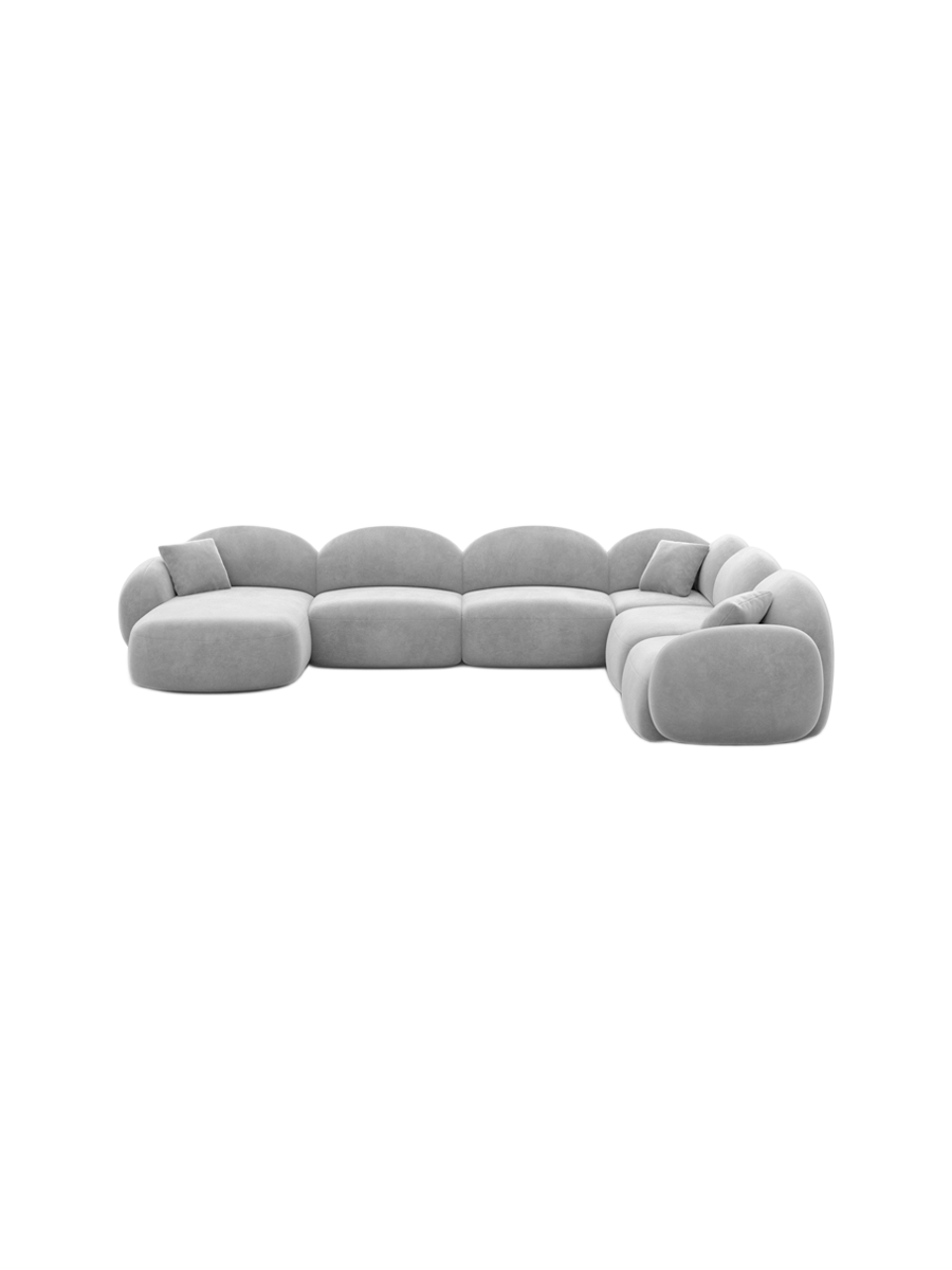 
7-Sitzer Design Panorama-Sofa „Varello XXL“ mit Samtbezug - Samtbezug Königsblau / Lange Seite links