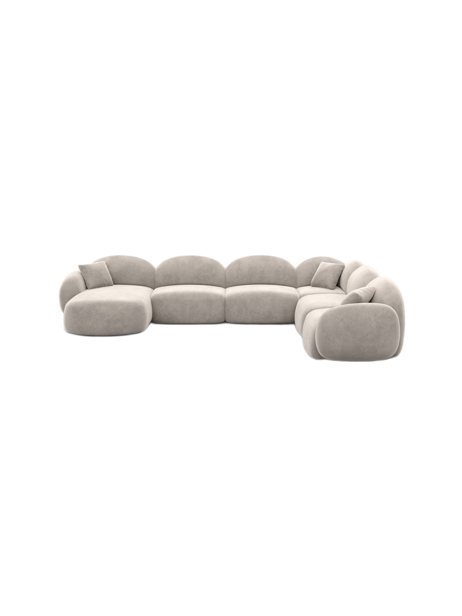 
7-Sitzer Design Panorama-Sofa „Varello XXL“ mit Samtbezug - Samtbezug Königsblau / Lange Seite links