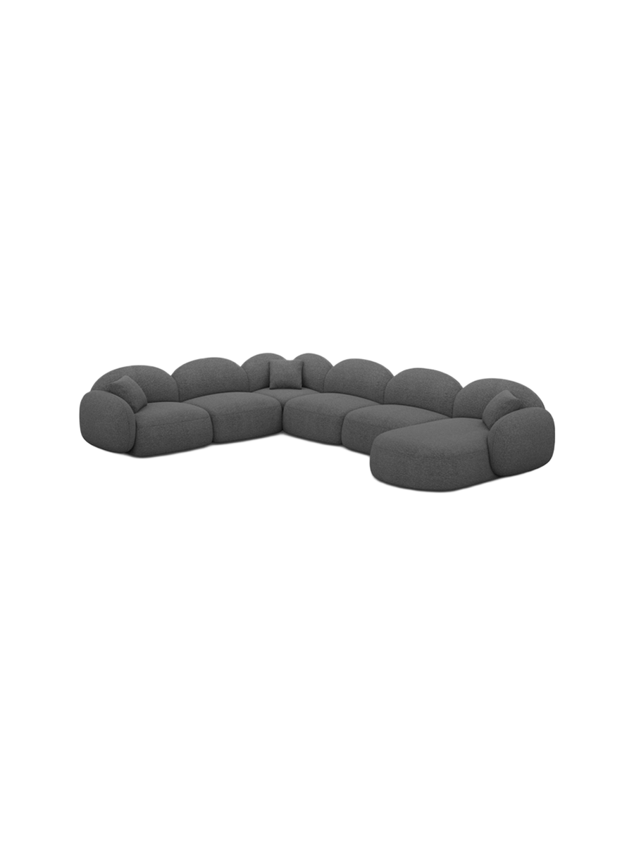 
7-Sitzer Design Panorama-Sofa „Varello XXL“ mit Bouclé-Bezug - Bouclé Graphit / Lange Seite links