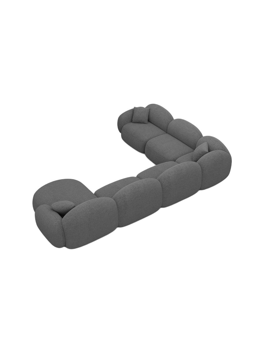 
7-Sitzer Design Panorama-Sofa „Varello XXL“ mit Bouclé-Bezug - Bouclé Graphit / Lange Seite links