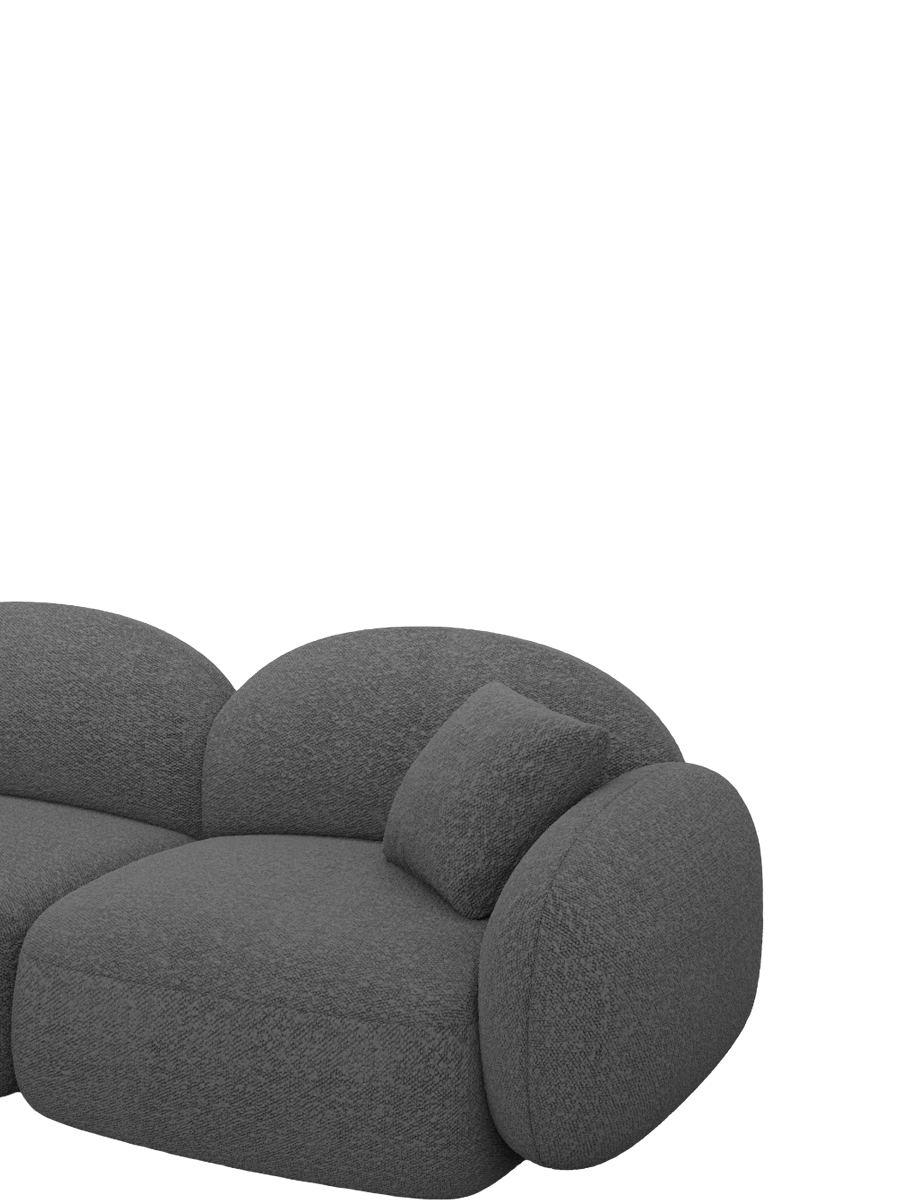 
7-Sitzer Design Panorama-Sofa „Varello XXL“ mit Bouclé-Bezug - Bouclé Graphit / Lange Seite links