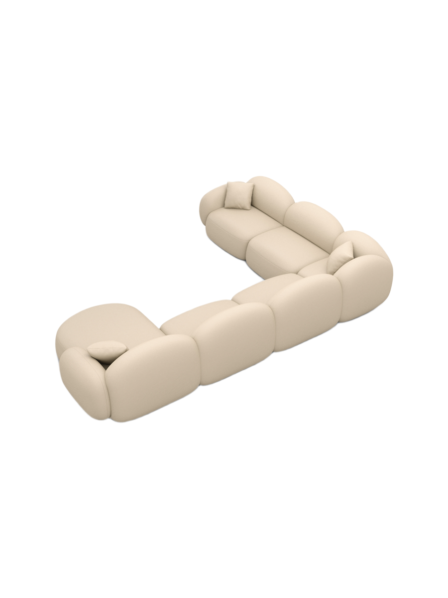 
7-Sitzer Design Echtleder Panorama-Sofa „Varello XXL“ - Echtleder Beige / Lange Seite links