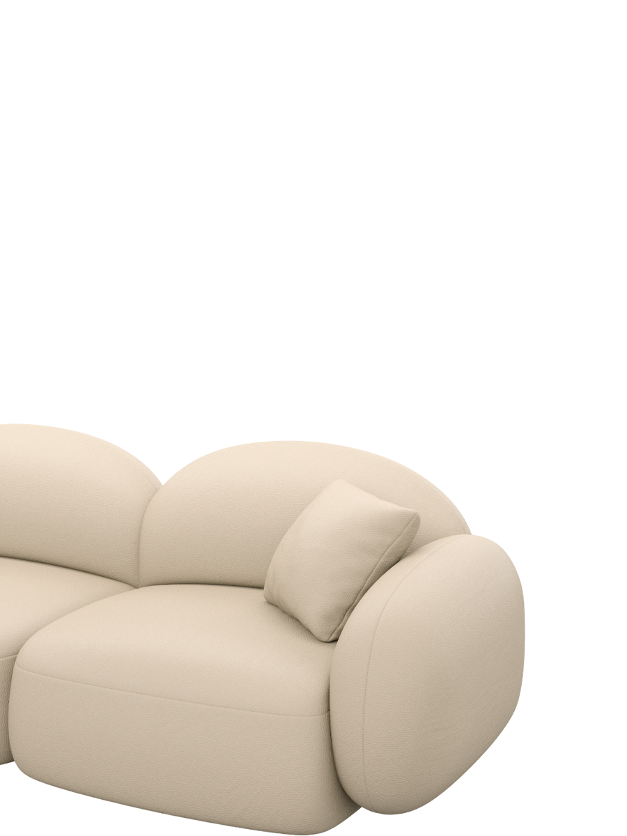 
7-Sitzer Design Echtleder Panorama-Sofa „Varello XXL“ - Echtleder Beige / Lange Seite links