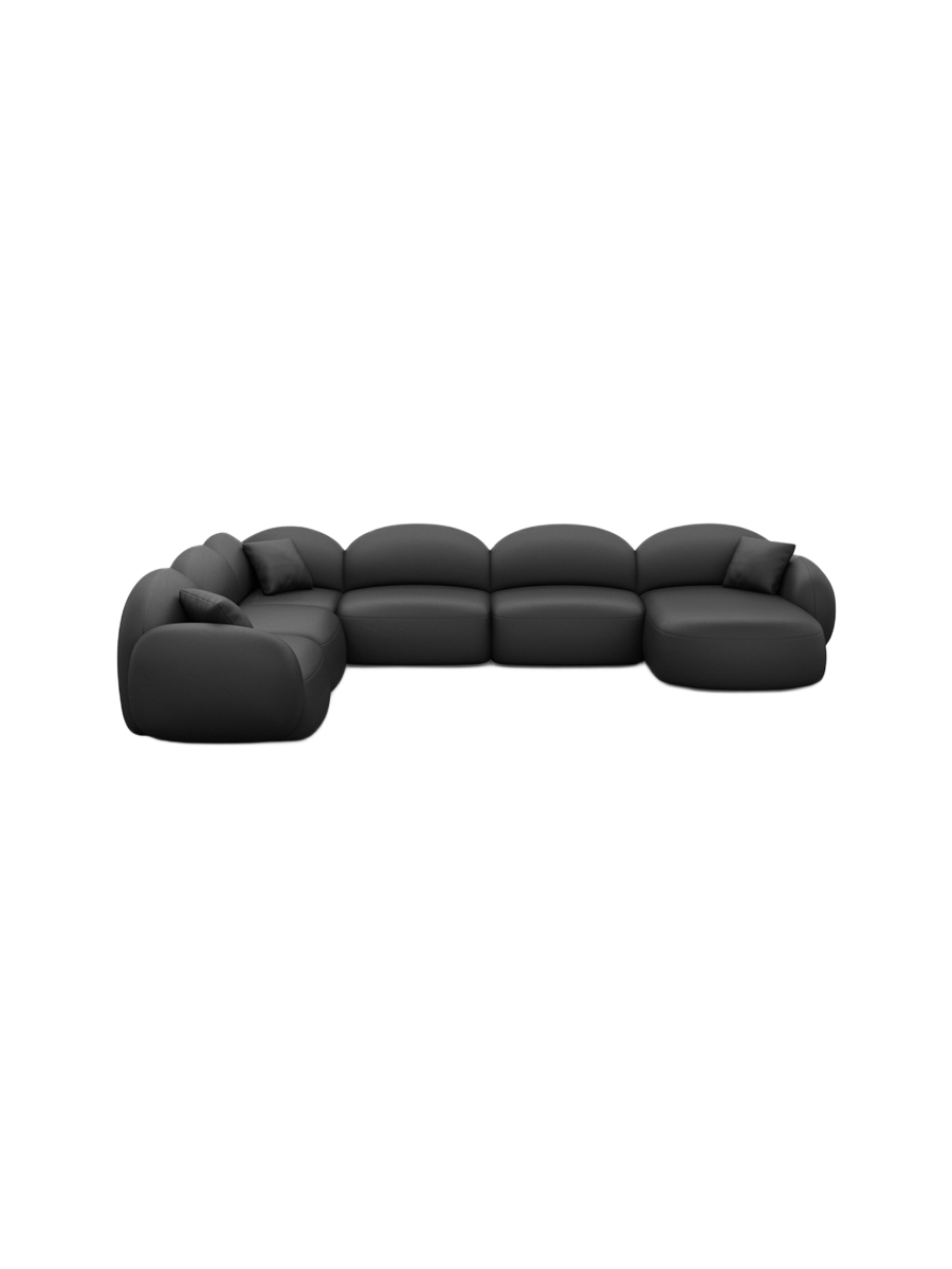 
7-Sitzer Design Echtleder Panorama-Sofa „Varello XXL“ - Echtleder Beige / Lange Seite links