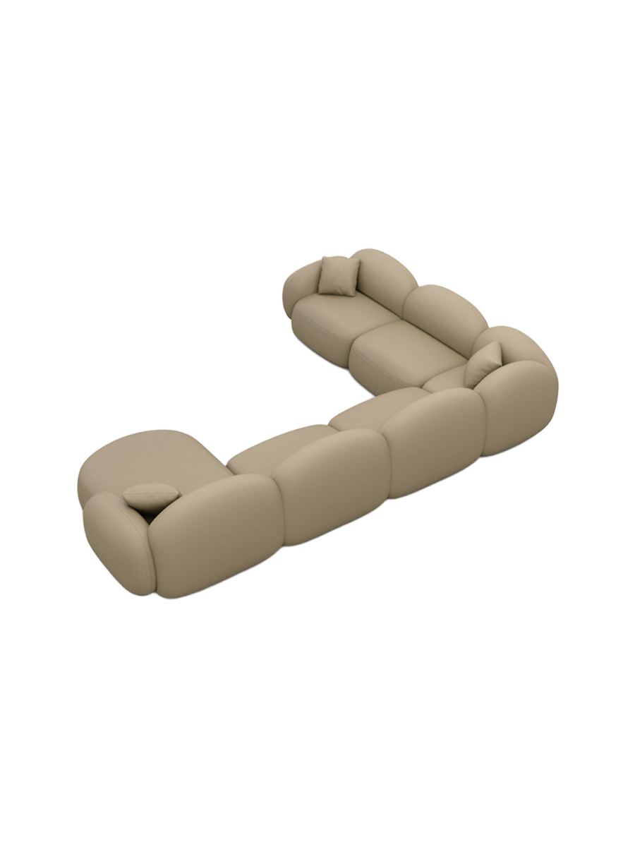 
Canapé panoramique design 7 places en cuir véritable « Varello XXL » - Véritable cuir beige foncé / Côté long gauche