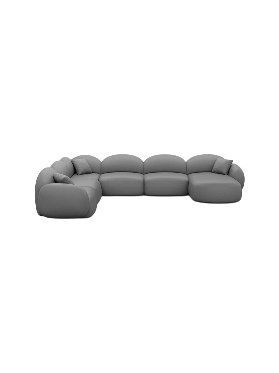 
7-Sitzer Design Echtleder Panorama-Sofa „Varello XXL“ - Echtleder Beige / Lange Seite links