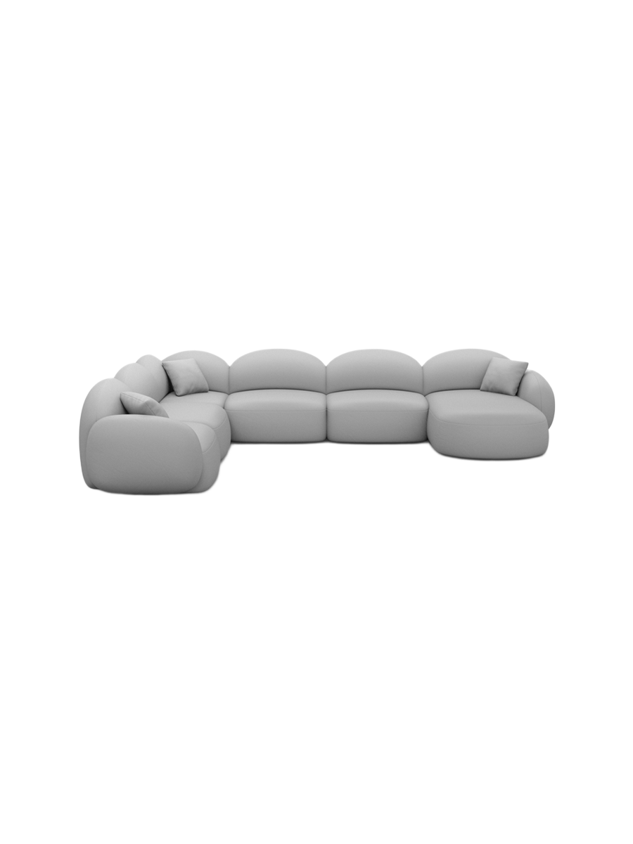 
7-Sitzer Design Echtleder Panorama-Sofa „Varello XXL“ - Echtleder Beige / Lange Seite links