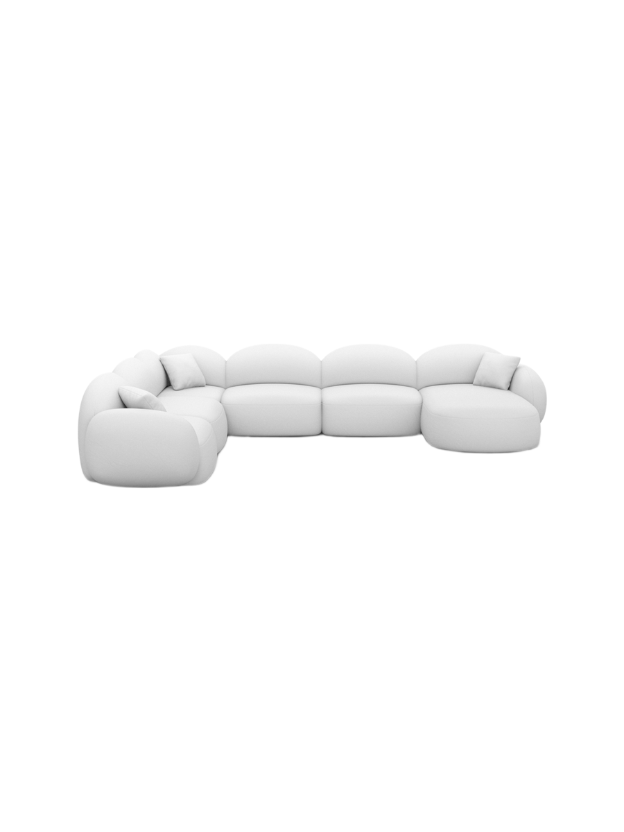 
7-Sitzer Design Echtleder Panorama-Sofa „Varello XXL“ - Echtleder Beige / Lange Seite links