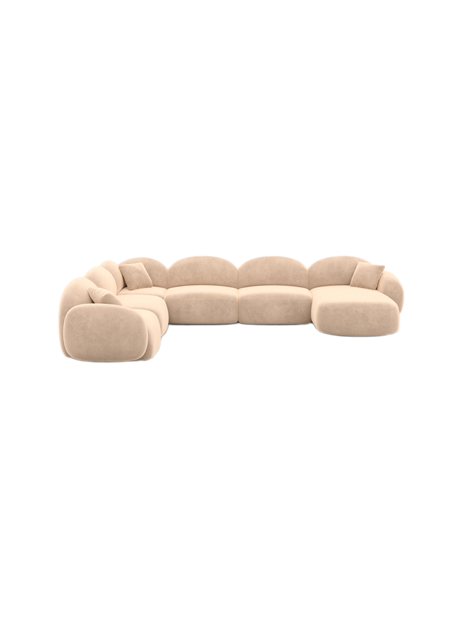 
7-Sitzer Design Panorama-Sofa „Varello XXL“ mit Samtbezug - Samtbezug Königsblau / Lange Seite links