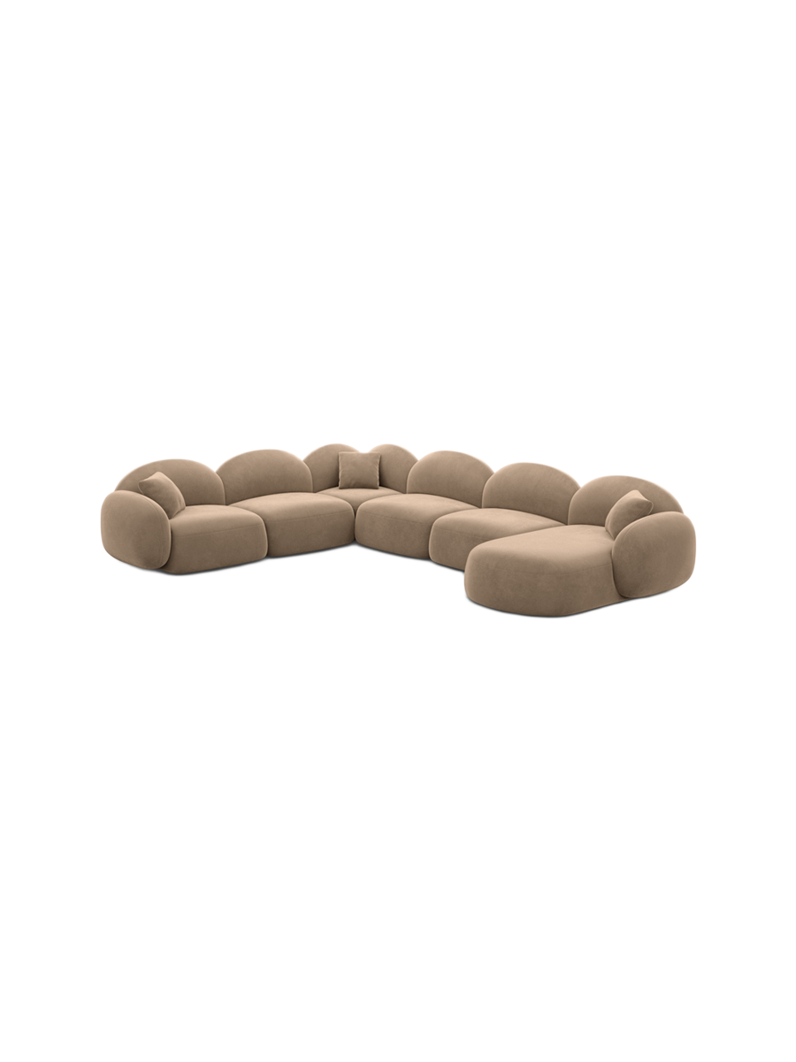 
7-Sitzer Design Panorama-Sofa „Varello XXL“ mit Samtbezug - Samtbezug Braun / Lange Seite links