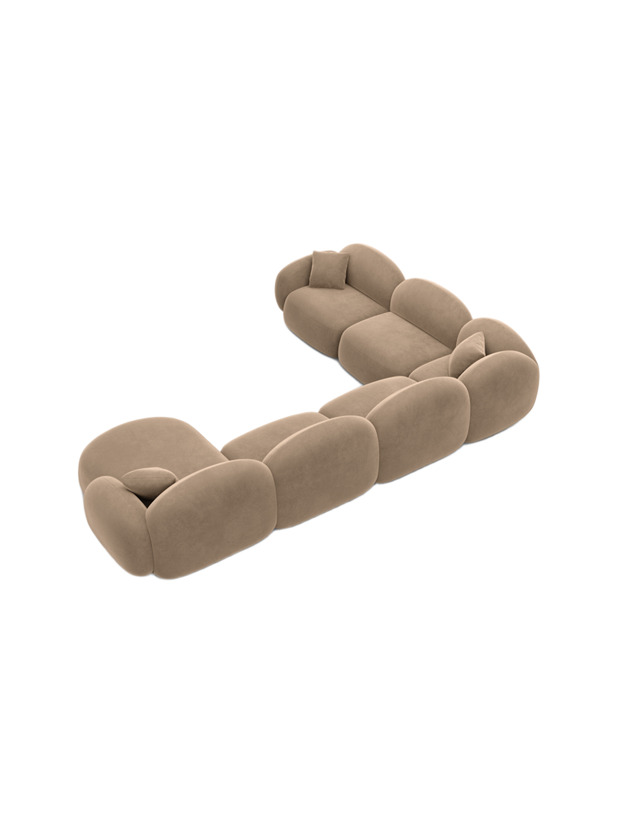 
7-Sitzer Design Panorama-Sofa „Varello XXL“ mit Samtbezug - Samtbezug Braun / Lange Seite links