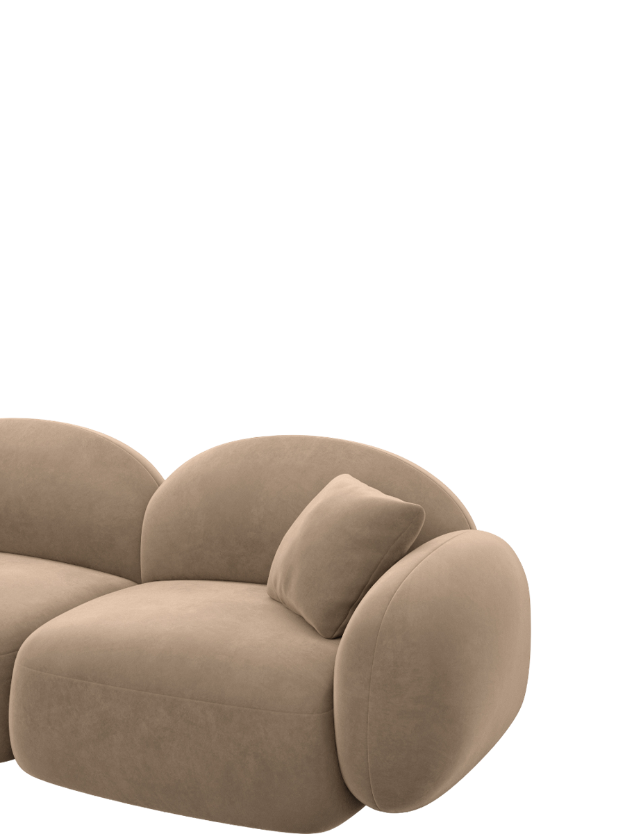 
7-Sitzer Design Panorama-Sofa „Varello XXL“ mit Samtbezug - Samtbezug Braun / Lange Seite links