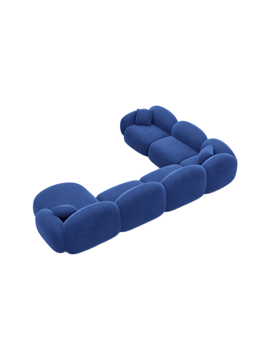 
7-Sitzer Design Panorama-Sofa „Varello XXL“ mit Samtbezug - Samtbezug Königsblau / Lange Seite links