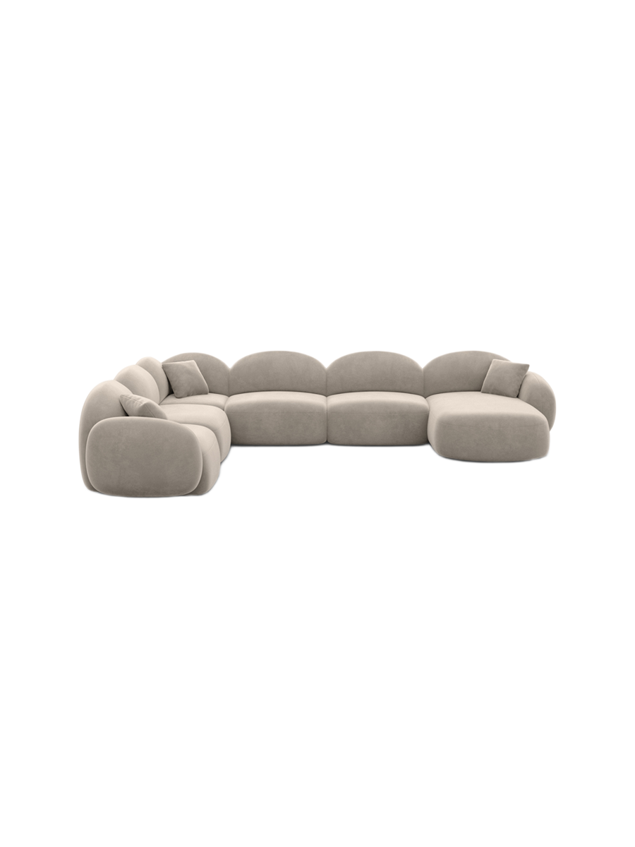 
7-Sitzer Design Panorama-Sofa „Varello XXL“ mit Samtbezug - Samtbezug Königsblau / Lange Seite links