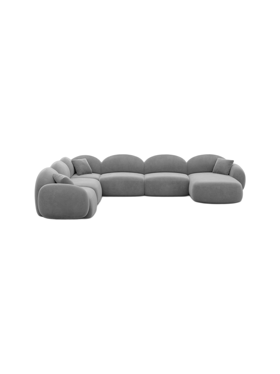 
7-Sitzer Design Panorama-Sofa „Varello XXL“ mit Samtbezug - Samtbezug Königsblau / Lange Seite links