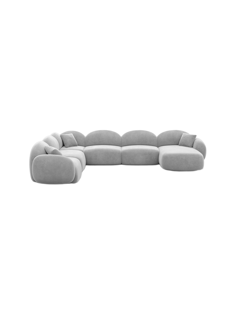 
7-Sitzer Design Panorama-Sofa „Varello XXL“ mit Samtbezug - Samtbezug Königsblau / Lange Seite links