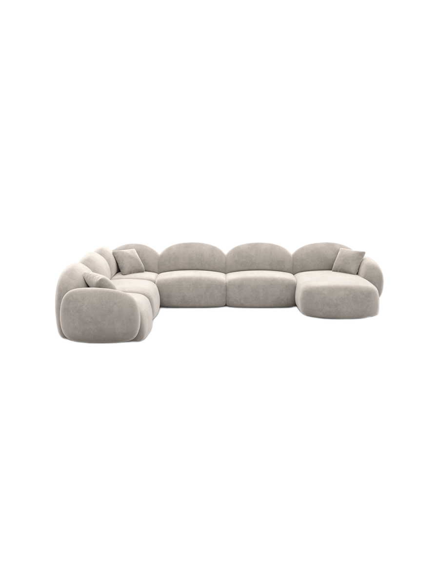 
7-Sitzer Design Panorama-Sofa „Varello XXL“ mit Samtbezug - Samtbezug Königsblau / Lange Seite links