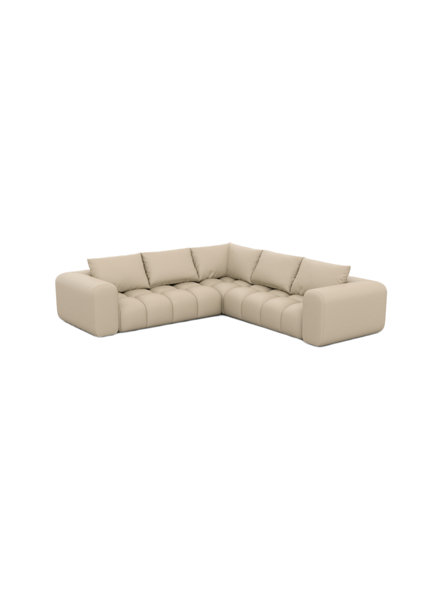
5-Sitzer Design Echtleder Ecksofa „Velina“ - Echtleder Beige